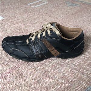 Skechers Men’s Diameter Vassell Brown and Black Leather Casual Sneakers size 9